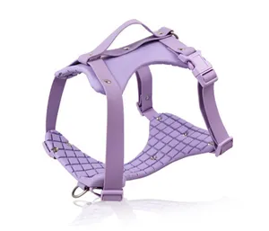 Harnais de gilet anti-traction pour chien harnais confortable pour animaux de compagnie avec Clip de laisse en Nylon violet couleurs unies harnais d'entraînement pour chien