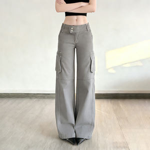 Jeans Cargo de Tiro Bajo Estilo Y2K para Mujer |   Pantalones Vaqueros Holgados de Estilo Urbano Vintage con Múltiples Bolsillos - Product Image 1