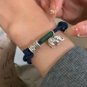 999 Pure Silver <b>Elephant</b> Charm Bracelet Unisex Everyday Wear Jewelry Animal Design Chinese Style Couple <b>Gift</b> - Product Image 1
