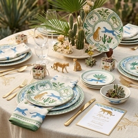 Service de table en céramique à imprimé léopard safari moderne, vaisselle de luxe pour hôtel et restaurant, assiettes à dîner, à salade et à gâteau en porcelaine 6,5/8/10,5/12 pouces