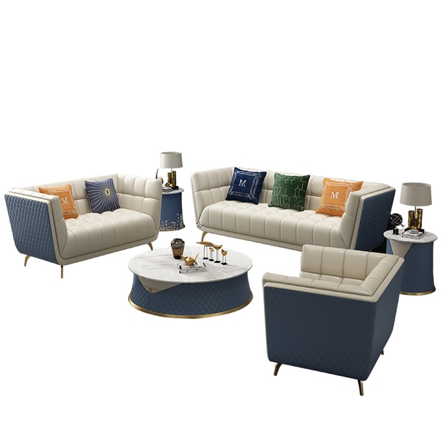 Two Tones Modern Luxury Leather Living Room Sofa Sets