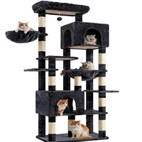 Arbre à chat robuste multi-niveaux avec base extra large, 10 poteaux à gratter, 2 condos et 2 hamacs