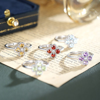 Fabricant de bijoux sur mesure, bague en argent sterling 925 plaqué rhodium, cristal rouge rose, améthyste, pierre naturelle, trèfle à quatre feuilles