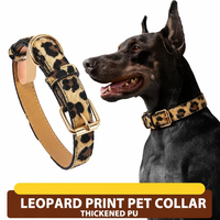 Collier réglable en cuir à imprimé léopard et imitation peau de serpent pour chats et chiens de petite à moyenne taille, accessoire de promenade en extérieur