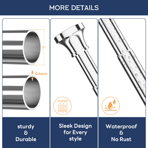 Tringle rétractable sur mesure en acier inoxydable épaissi, sans perçage, pour usage domestique - Séchage de vêtements, rideau de salle de bain, penderie - Product Image 4