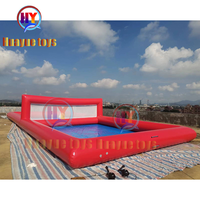 Terrain de volley-ball aquatique gonflable personnalisé en PVC, filet de volley-ball flottant pour piscine avec fond pour le jeu de football de plage