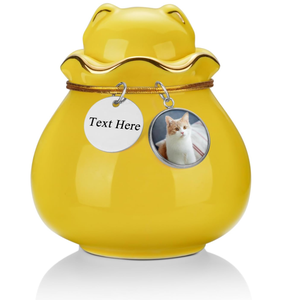 Elegante Urna Conmemorativa de Cerámica para Cenizas de Mascotas (Perros y Gatos) de 3.54 x 3.15 Pulgadas, Porta Recuerdos con Diseño de Mascota, Logotipo Personalizado, Condolencias - Product Image 1