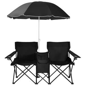 1 mini chaise de plage pliable, parapluie de plage détachable avec porte-tasse, oxford, étanche - Product Image 1