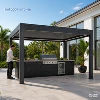 Pergola bioclimatique motorisée en aluminium et verre trempé MEIXIN ORLANDO, pour jardin d'hôtel de luxe moderne, terrasse extérieure.