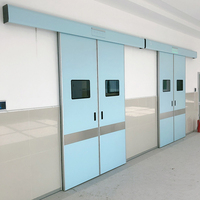 Portes coulissantes doubles hermétiques de haute qualité pour hôpital, système hermétique en acier inoxydable avec panneau de vision pour salle blanche, soins intensifs