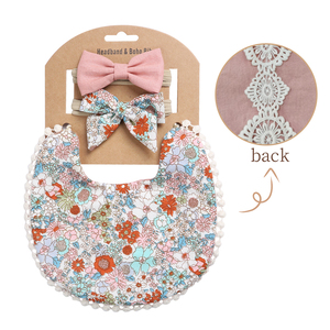 Set di 3 Bavaglini Personalizzati per Neonata, Bavaglini in Cotone Ricamato Double Face, Asciugamano Saliva per Bambini con Fiocchi - Product Image 2