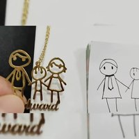 Collier pendentif personnalisé en acier inoxydable plaqué or 18 carats pour enfants, motif dessin artistique, chaîne tendance pour fête, idéal pour le dropshipping
