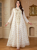 Robe musulmane de l'Aïd pour femmes Jalabiya Robe de soirée arabe longue Robe maroc caftan broderie luxe Abaya Robe musulmane pour femmes