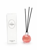 Diffuseur d'ambiance en verre rayé rond de 50 ml avec bâtonnets en rotin, parfum d'intérieur, décoration, coffret cadeau