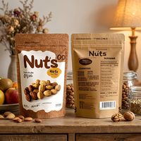 Sachet refermable en papier kraft brun personnalisable avec logo, pour noix, fruits secs et autres snacks, résistant à l'humidité