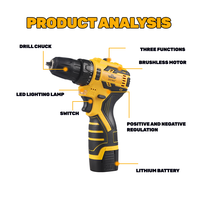 Perceuse à percussion sans fil 45 Nm 3000 tr/min 10 mm avec moteur sans balais et batterie lithium-ion, vitesse variable, OEM pour atelier de bricolage