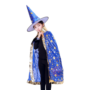 Ensemble <span class=keywords><strong>cape</strong></span> et chapeau scintillants unisexes pour fête de carnaval, costume de <span class=keywords><strong>magicien</strong></span>, <span class=keywords><strong>cape</strong></span> de sorcier d'Halloween avec chapeau pointu - Product Image 5