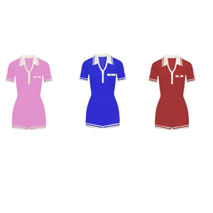 รอมเปอร์ถักคอโปโลผู้หญิงน่ารักมาใหม่ล่าสุดจั๊มสูทแบบลำลองระบายอากาศชุดหมีขาสั้นสำหรับใส่เล่นกอล์ฟ - Product Image 5