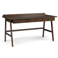 Bureau de haute qualité, en bois massif de couleur marron, à trois tiroirs, adapté au bureau et à la maison