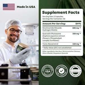 Capsules de nicotinamide riboside et de resvératrol les plus vendues - Complément alimentaire pour améliorer la densité osseuse, 80 comprimés - Product Image 4