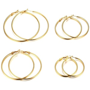 Boucles d'oreilles créoles fines en acier inoxydable, style européen et américain, grandes et exagérées, pour femmes - Product Image 2