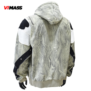 Sudadera de Moda Urbana Personalizada, Color <span class=keywords><strong>Gris</strong></span> <span class=keywords><strong>Claro</strong></span> Verde, con Cremallera, Parches Bordados, Bolsillos Dobles, Estilo Holgado - Product Image 3