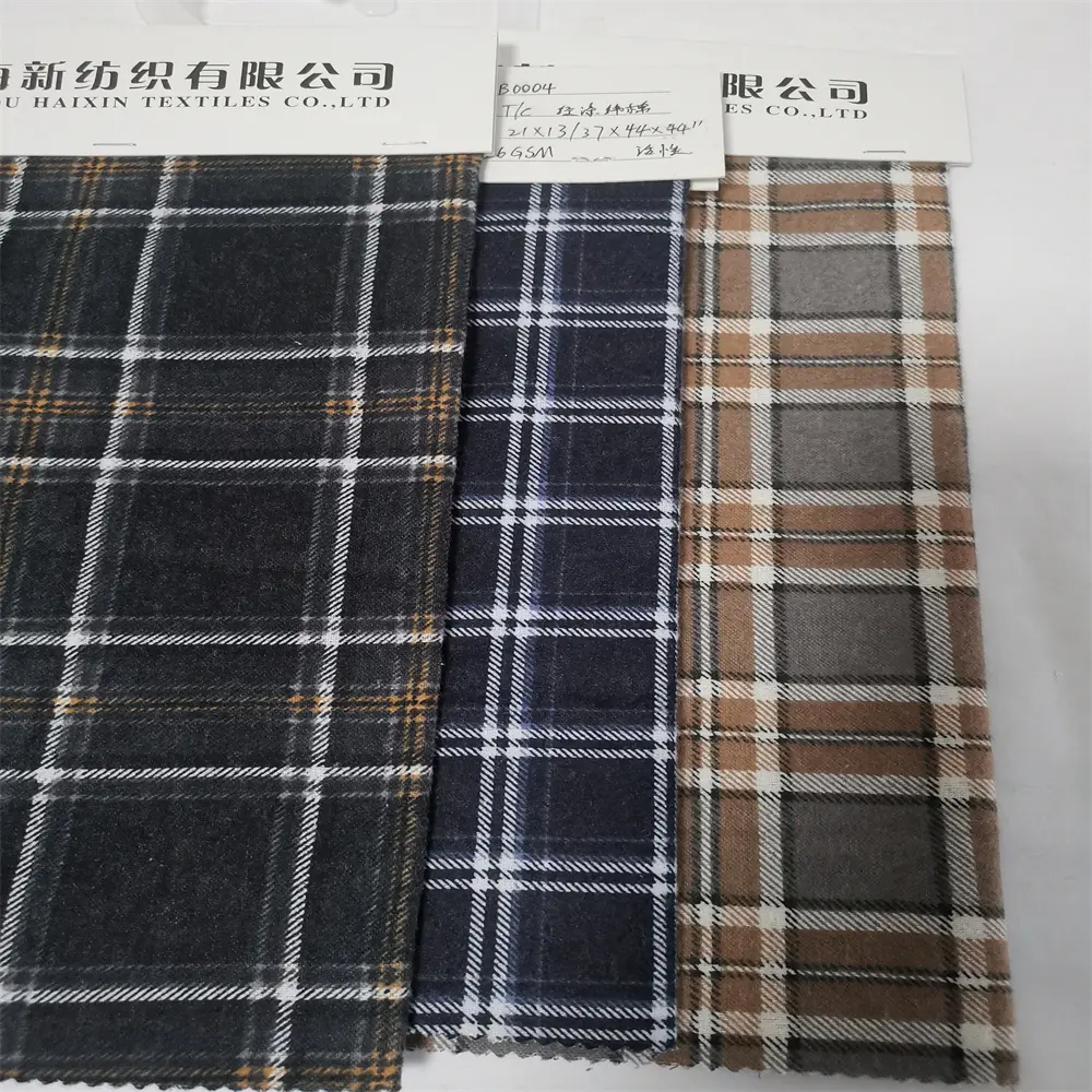 Low price stocklot cotton polyester yarn dyeing brushed fabric check designs dyeing flannel fabric for shirt