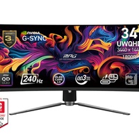 Moniteur MPG 341CQPX QD-OLED 34 pouces 240 Hz 21:9 139,1 % sRGB 3440x1440 (UWQHD) Temps de réponse de 0,03 ms Interface DP Gaming