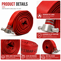 Tuyau d'incendie plat haute pression certifié CE, 30 m, 2,5 pouces, avec doublure en caoutchouc et raccord pour la lutte contre l'incendie