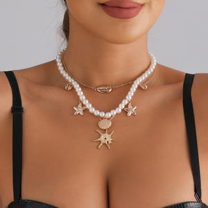 Bijoux été étoile de mer coquille Ins vacances Style perle baroque collier plage accessoires décontractés - Product Image 3