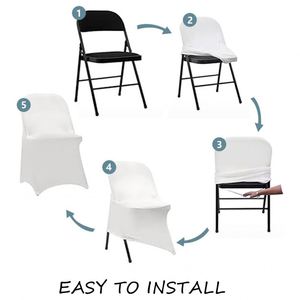 50 housses de chaise extensibles lavables taille standard pour fêtes et banquets, blanches, en spandex, pour chaises pliantes de mariage - Product Image 4