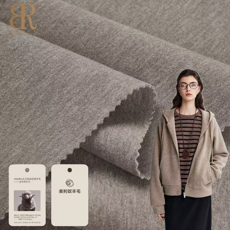 Boran Textile Merino Wool Scuba Knit Fabric 280gsm Acrylic Cashmere Blend Stretch Material for Winter Sweatshirt