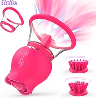 Vibrator Klitoris-Sauger Rosen-Spielzeug mit 3 Bürstenköpfen 2 Abnehmbaren Aufsätzen 8 Saugmodi 12 Rotationsmodi für Klitorale und Brustwarzen-Stimulation