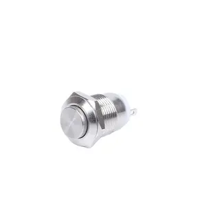 12mm diameter high flat head mini size doorbell metal momentary non-illuminated push button switch with terminal pins