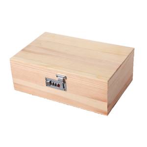 ब्लाइंड बॉक्स स्क्वायर लकड़ी के भंडारण बॉक्स और पासवर्ड पैडलॉक ढक्कन और नीचे प्राकृतिक लकड़ी पैकेजिंग और बुक बॉक्स - Product Image 1