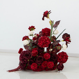 Arrangement floral artificiel <span class=keywords><strong>de</strong></span> luxe M800, <span class=keywords><strong>rouge</strong></span> bordeaux <span class=keywords><strong>et</strong></span> <span class=keywords><strong>noir</strong></span>, <span class=keywords><strong>centre</strong></span> <span class=keywords><strong>de</strong></span> <span class=keywords><strong>table</strong></span> floral pour mariage, événement, décoration <span class=keywords><strong>de</strong></span> la maison - Product Image 3