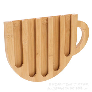 Soporte para cápsulas de café de bambú, estante de almacenamiento de madera con forma de taza para cápsulas de café, 30x20cm - Product Image 3