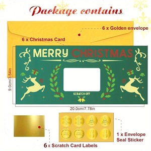 Tùy Chỉnh Giáng Sinh <span class=keywords><strong>Scratch</strong></span> Off Thẻ Món Quà Bất Ngờ Tiết lộ Trò Chơi Thẻ Thẻ Giáng Sinh Với Phong Bì - Product Image 6