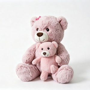 Customized Mom and Baby Pink Teddy Bear <b>Plush</b> Set, <b>Large</b> Mommy Bear with Hair Bow Holding Mini Cub Bear - Product Image 4