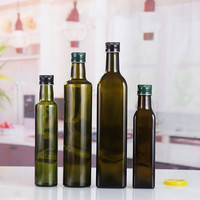 Bouteille d'huile d'olive en verre vert ambré en gros avec bouchons verseurs