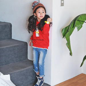 Pull-over pour fille OEM, couleur rouge, imprimé chien, sans poches, sweat à capuche provenant d'un fournisseur d'or - Product Image 2