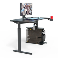 Escritorio de Computadora Ergonómico Moderno Wquantum con Portavasos, Mesa Ajustable en Altura para Trabajar Sentado o De Pie (Superficie de Metal y Madera)