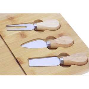 ZB Custom Round Bamboo Cheese Serving and Cutting Board Set Wood Plate Board for Kitchen for Chopping Food Serving - Product Image 4