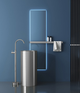 Lavabo Colonne Rond Moderne Nordique en Acier Inoxydable 304 Noir, à Poser au Sol, pour Salle de Bain d'Hôtel, Nano Autonettoyant, Anti-Rouille - Product Image 3