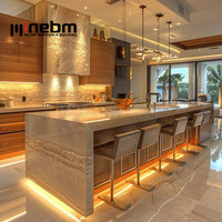 Ensemble de meubles de cuisine modulaires en bois massif sur mesure de luxe, style classique, îlot de cuisine, armoire de cuisine