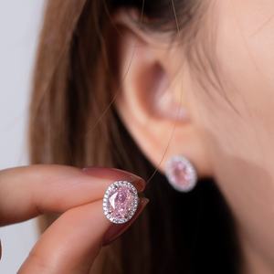 Pendientes Messi Jewelry MSE-606 de Circonita Cúbica Rosa de Alta Calidad con Forma Ovalada para Enamorados - Product Image 3