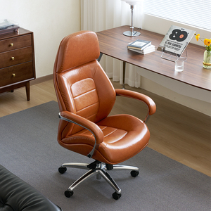 Chaise de direction en cuir huilé vintage de qualité supérieure 115 °   Chaise de bureau ergonomique inclinable pour PDG - Product Image 2