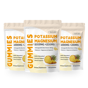 Custom Printed Potassium Magnesium Vitamin D Gummies Stand Up <b>Pouch</b> Zipper Top Supplement Packaging Bag - Product Image 2