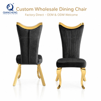 Chaise de salle à manger rembourrée de style moderne pour restaurant et hôtel, vente en gros, quantité importante, style mid-century moderne, dossier haut, cadre en acier inoxydable, chaise de salle à manger de luxe