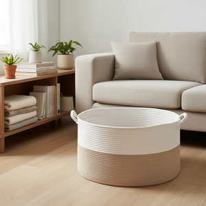 Db Wholesale Cotton <b>Rope</b> <b>Storage</b> <b>Basket</b> 20 X 20 X 13 With Handles Household Use Simple Style Sundries <b>Storage</b> - Product Image 2